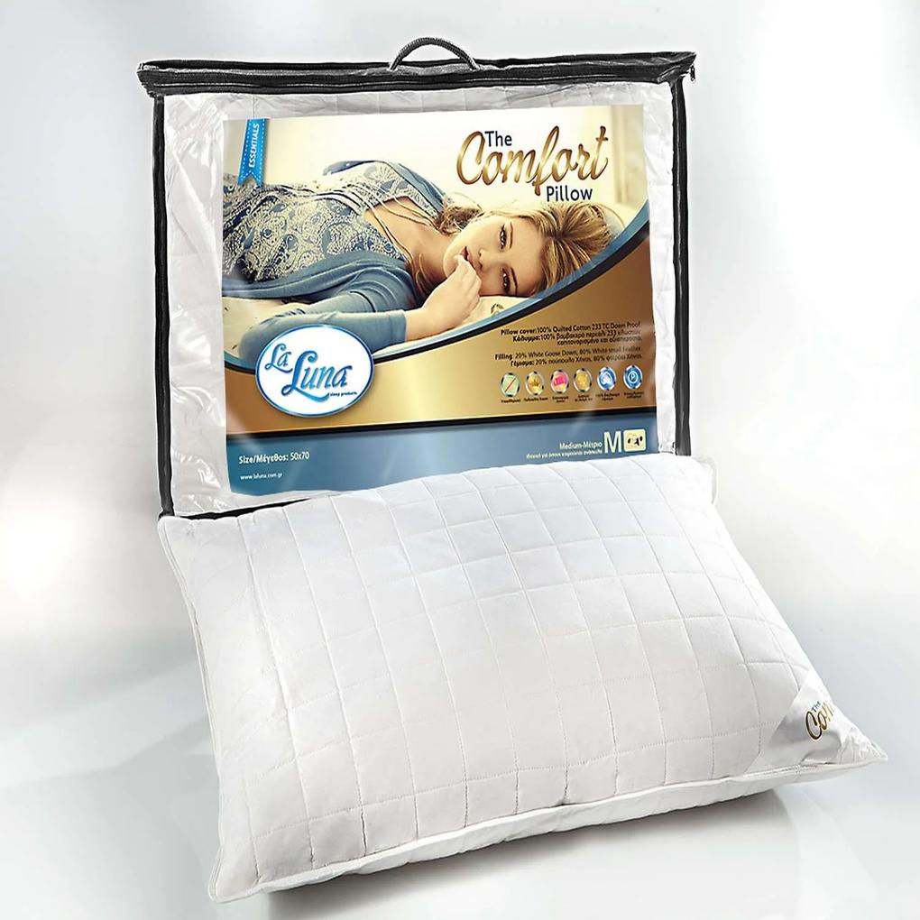 Μαξιλάρι Ύπνου Πουπουλένιο Comfort La Luna 50Χ70 50x70cm Πούπουλο-Φτερό