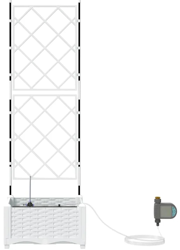 vidaXL Γλάστρες Κήπου 1 τεμ Καφασωτό Λευκό 40 x 40 x 126 cm Πλαστικό