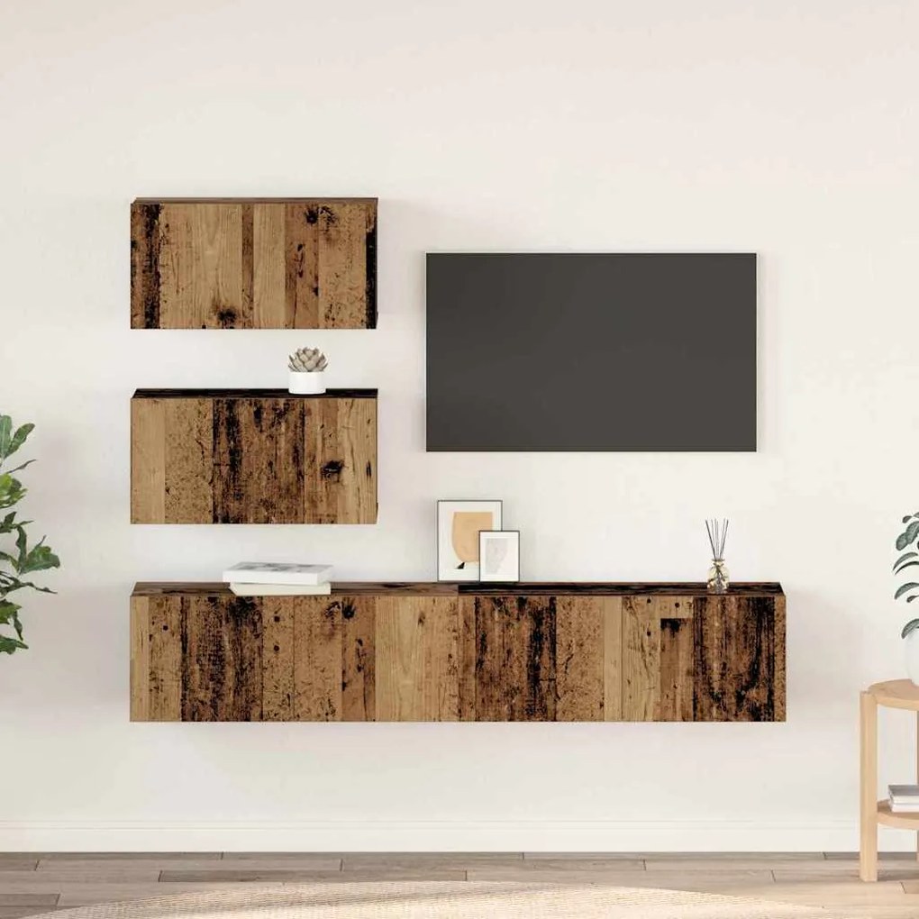 vidaXL Σετ επίπλου τηλεόρασης 4 pcs Παλαιό ξύλο 80 x 30 x 30 εκ