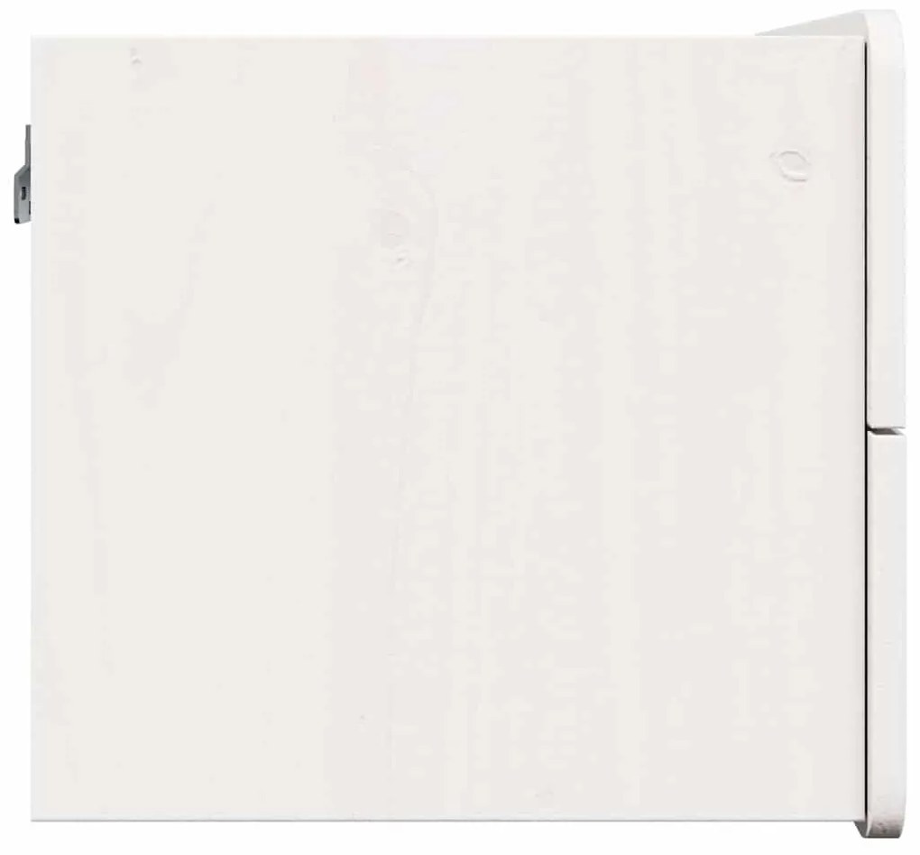 vidaXL Κομοδίνο με συρτάρι Λευκό 39 x 34 x 33 εκ. Μασίφ ξύλο πεύκου