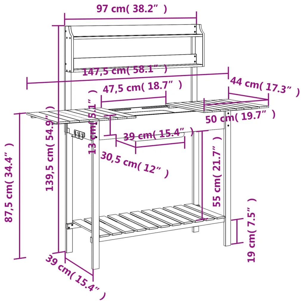 ΤΡΑΠΕΖΙ ΓΙΑ ΓΛΑΣΤΡΕΣ+ΝΕΡΟΧΥΤΗ ΓΚΡΙ 147,5X44X139,5ΕΚ ΜΑΣΙΦ ΕΛΑΤΗ 156348