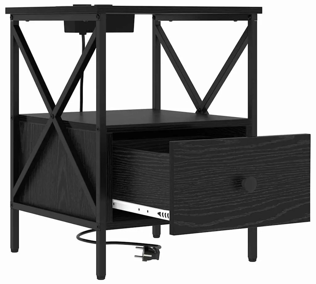 vidaXL Κομοδίνο Μαύρη δρυς 41.5 x 40.5 x 55 εκ. Επεξεργασμένο ξύλο
