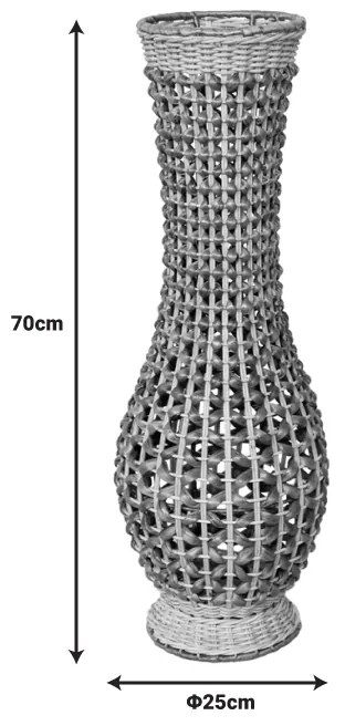 ΒΑΖΟ GUCRE INART ΞΥΛΟ-RATTAN PE ΣΕ ΦΥΣΙΚΗ ΑΠΟΧΡΩΣΗ Φ25X70ΕΚ