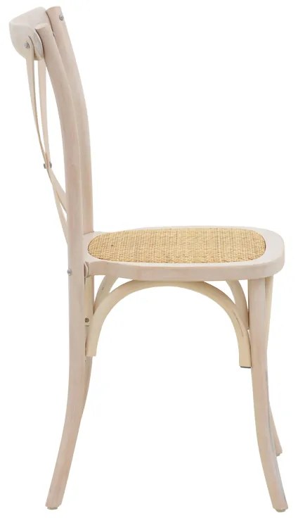 Καρέκλα Dylon pakoworld στοιβαζόμενη white wash ξύλο οξιάς-έδρα φυσικό rattan 48x52x89εκ