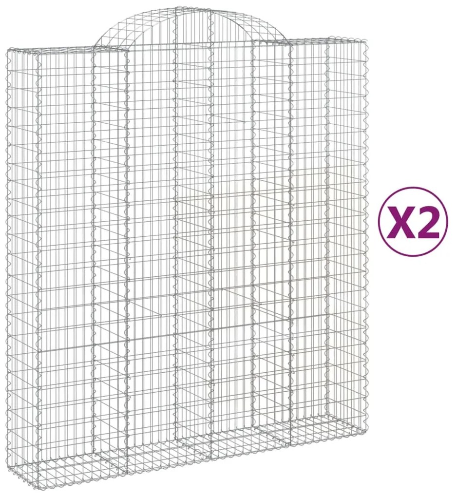 vidaXL Συρματοκιβώτια Τοξωτά 2 τεμ. 200x50x220/240 εκ. Γαλβαν. Ατσάλι