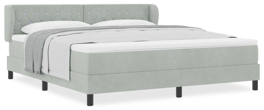 vidaXL Κρεβάτι Box Spring με Στρώμα Γκρι ανοιχτό 180x200 εκ. Βελούδο