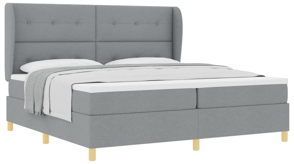 vidaXL Κρεβάτι Box Spring με Στρώμα σε Ανοιχτό Γκρι, 200x200 εκ, Ύφασμα