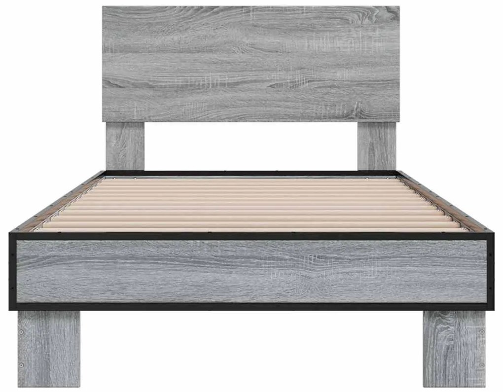 vidaXL Πλαίσιο Κρεβατιού Γκρι Sonoma 100x200 εκ. Επεξ. Ξύλο &amp; Μέταλλο
