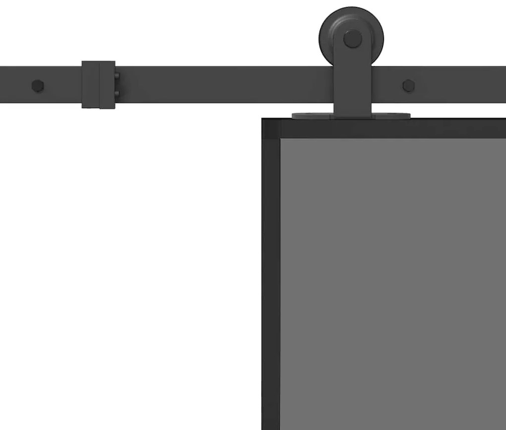 vidaXL Συρόμενη πόρτα με σετ υλικού 76x205 cm από γυαλί&Αλουμίνιο