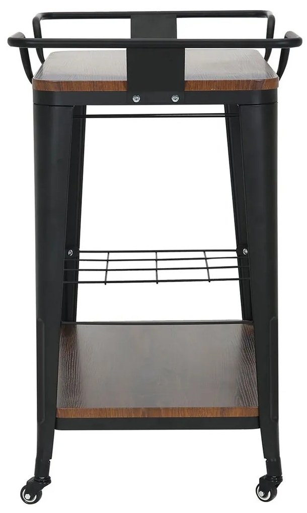 RELIX Trolley Bar-Pro Μέταλλο Βαφή Μαύρο, MDF Απόχρωση Καρυδί 74x49x82cm