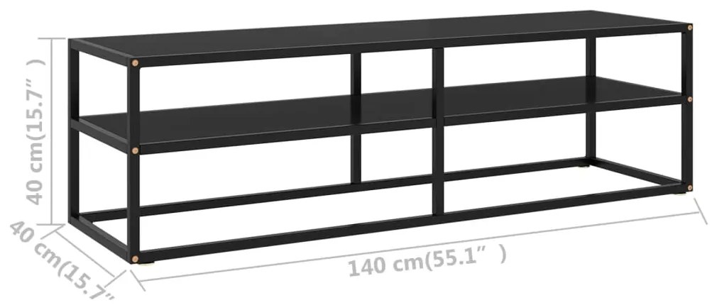 vidaXL Έπιπλο Τηλεόρασης με Μαύρο Γυαλί 140 x 40 x 40 εκ.