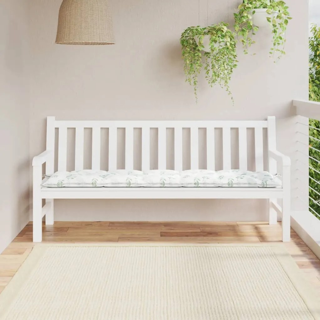 vidaXL Μαξιλάρι Πάγκου Κήπου Σχέδιο Φύλλων 180x50x7 εκ. Ύφασμα Oxford