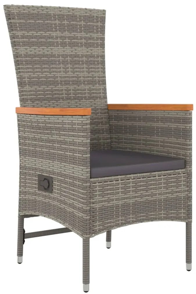 vidaXL Σετ Τραπεζαρίας Κήπου 9 τεμ. Γκρι Συνθ. Ρατάν με Μαξιλάρια