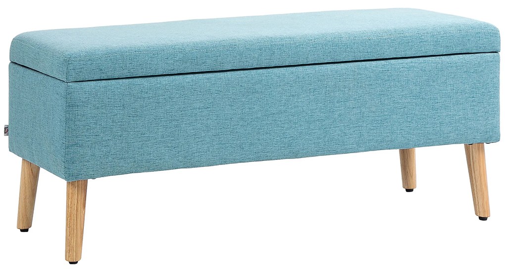 Πάγκος HOMCOM με αποθηκευτικό χώρο, έως 220 kg, όψη λινό, 110x39x45cm, Μπλε