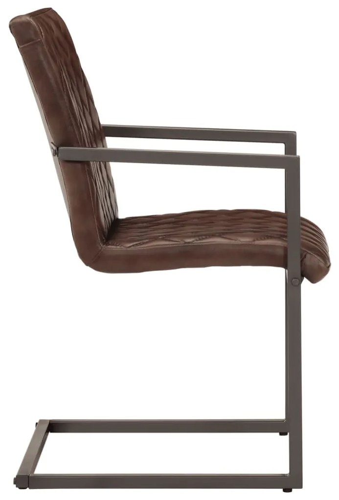 vidaXL Καρέκλες Τραπεζαρίας «Πρόβολος» 2 τεμ. Καφέ από Γνήσιο Δέρμα