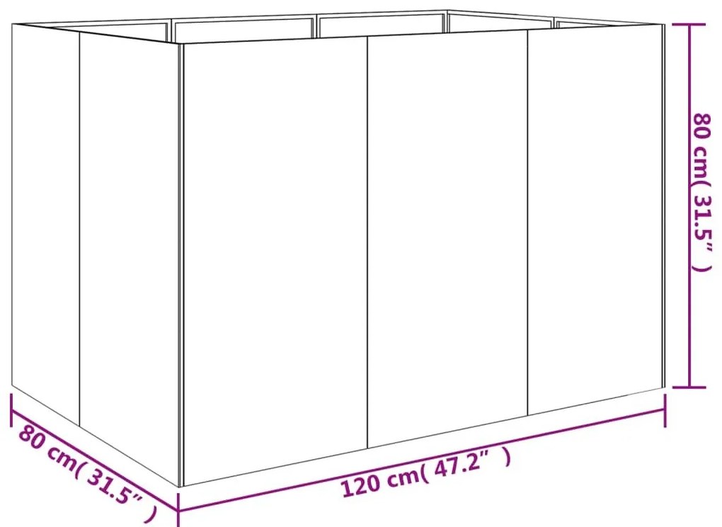 Ζαρντινιέρα 120 x 80 x 80 εκ. από Ατσάλι Σκληρυθέν στον Αέρα - Καφέ