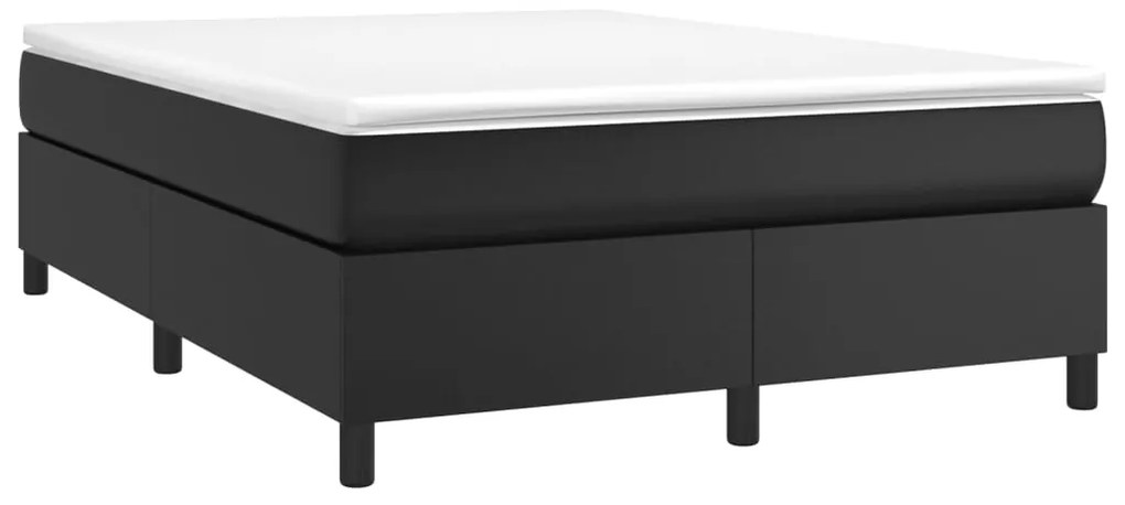 vidaXL Κρεβάτι Boxspring με Στρώμα Μαύρο 140x200εκ.από Συνθετικό Δέρμα