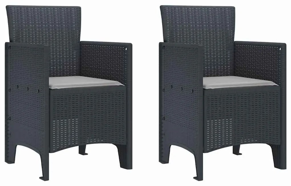 vidaXL Καρέκλα Κήπου 2 pcs Ανθρακί 53 x 49 x 85 εκ. PP
