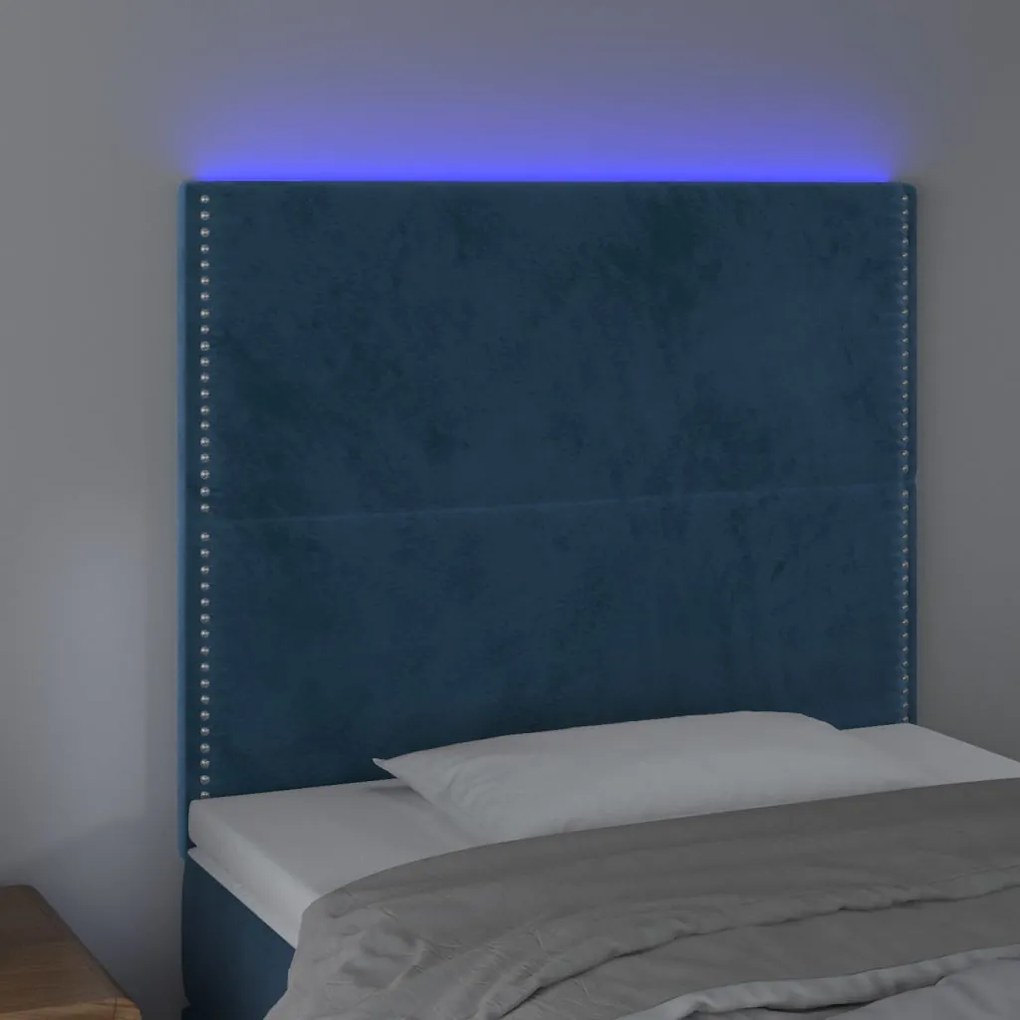 Κεφαλάρι Κρεβατιού LED Σκούρο Μπλε 90x5x118/128 εκ. Βελούδινο 3122324