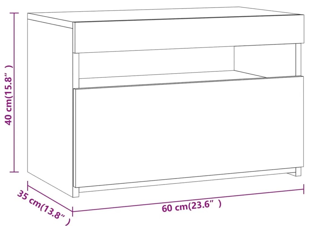 Έπιπλο Τηλεόρασης με LED Καπνιστή Δρυς 60 x 35 x 40 εκ. - Καφέ