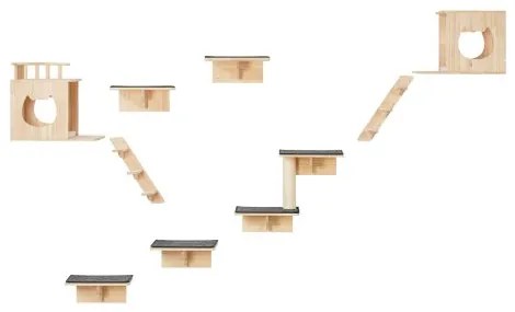 VEVOR Wall Mounted Cat Shelves Tree with Jumping Boards Nests Hammock Set of 9