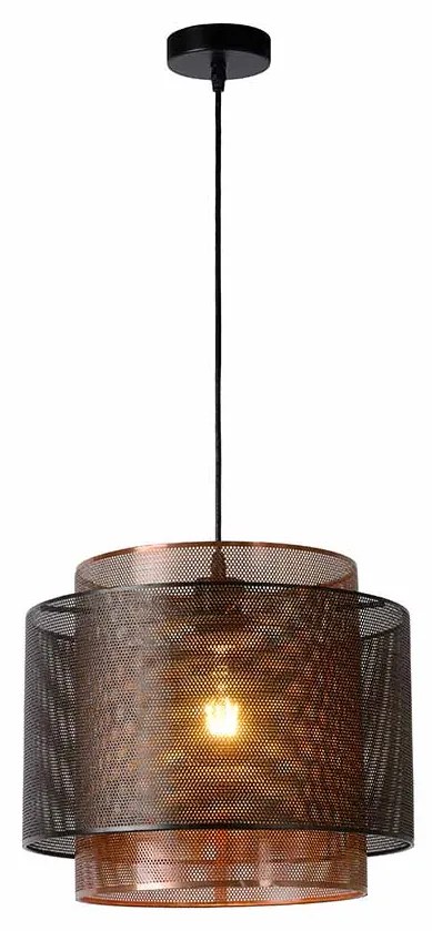 Φωτιστικό Κρεμαστό Lucide 02404-01-30 ORRIN Μαύρο Ματ (Black Mat)|Χαλκός Ματ Χρώμα (Copper Coloured)
