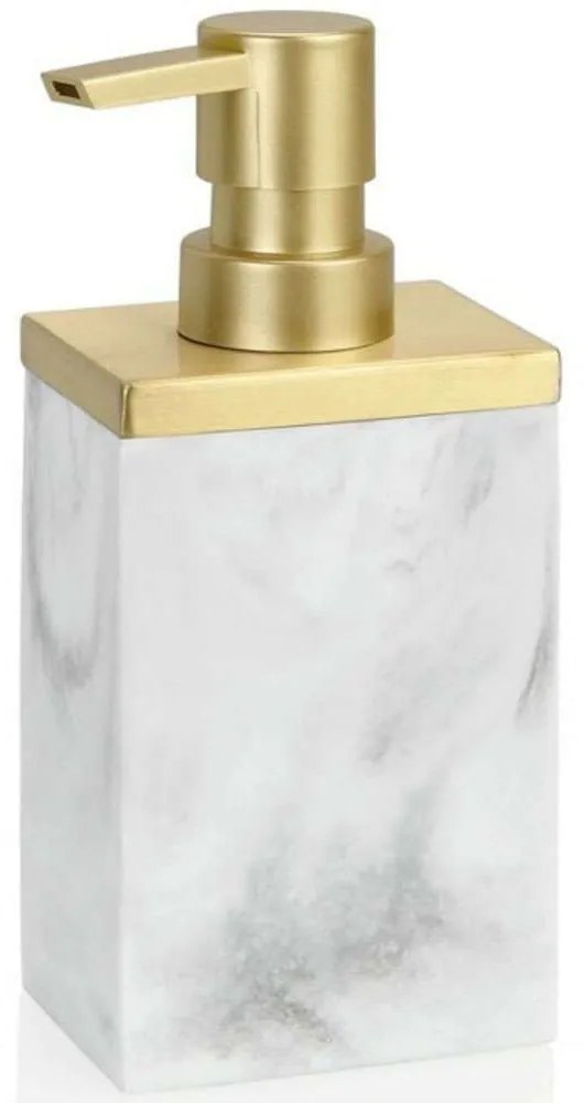 Δοχείο Κρεμοσάπουνου Modern AH-BA68124 7x5x18cm 250ml Marble Effect White-Gold Andrea House Ατσάλι,Polyresin