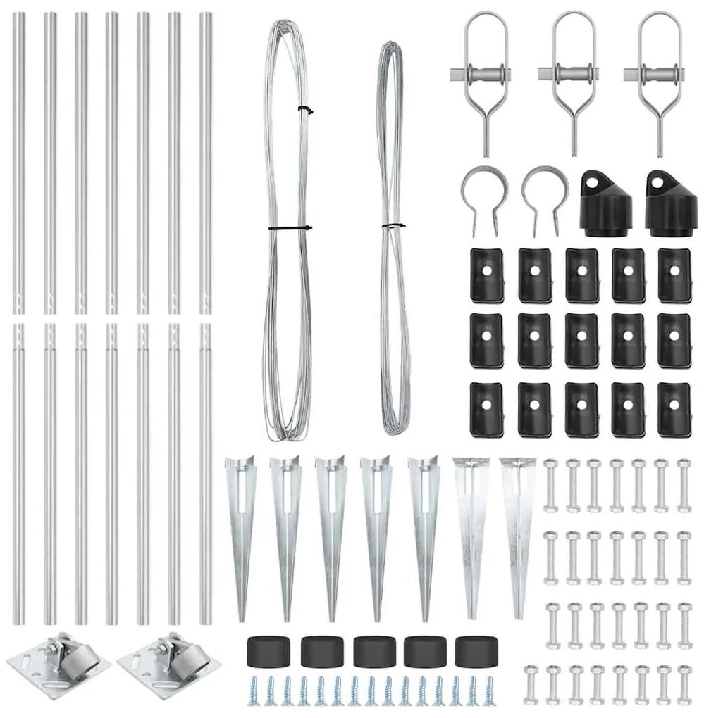 vidaXL Πό posts φράχτη 7 pcs Ασημί Ø32mm 170 εκ Γαλβανισμένος χάλυβας
