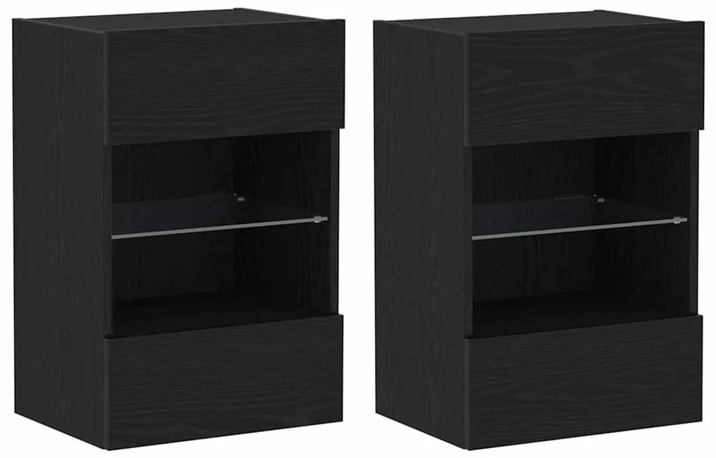 vidaXL Σετ επίπλου τηλεόρασης Επιτοίχιο 2 pcs Μαύρο 40 x 30 x 60,5 cm