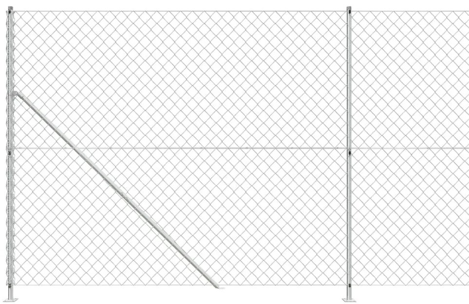 vidaXL Συρματόπλεγμα Περίφραξης Ασημί 1,4 x 10 μ. με Βάσεις Φλάντζα