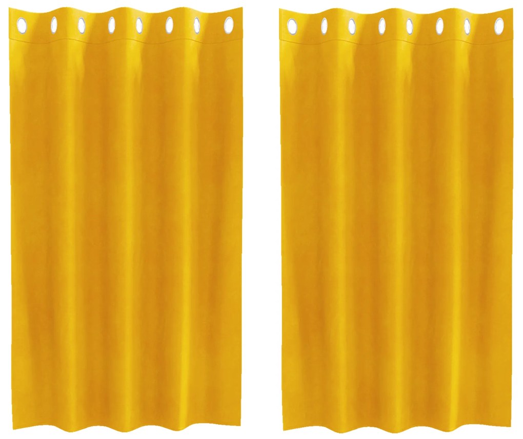 vidaXL Κουρτίνες 2 pcs κίτρινο μουσταρδί 140 x 140 cm Βελούδο