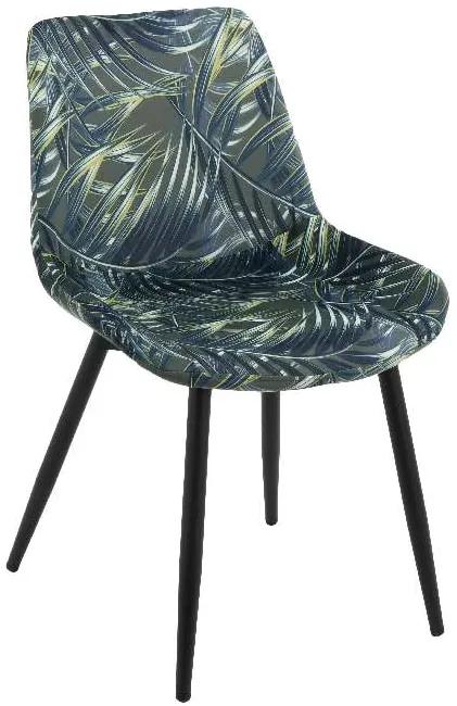 Artekko Echox Καρέκλα Τραπεζαρίας με Καπιτονέ Σκούρο Πράσινο "Φύλλα" Κάθισμα-Μεταλλικά Μαύρα Πόδια (51x58x82)cm