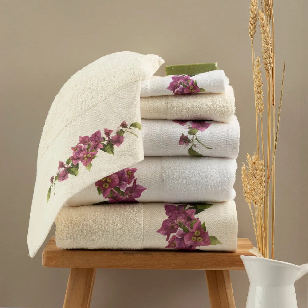 Πετσέτες Σετ 3ΤΜΧ Bougainvillea - 70 x 140 / 50 x 90 / 30 x 50 cm - Λευκό - Borea