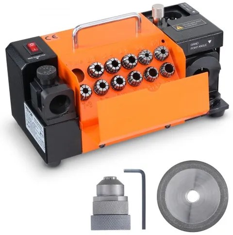 VEVOR Drill Bits Sharpener, MR-13A Bits Grinder Sharpener 3-13mm, 95° to 135° Point Angle Adjustable Drill Bit Re-Sharpener, Portable Sharpening Machine with 11 Collets, CBN &amp; SDC Wheel