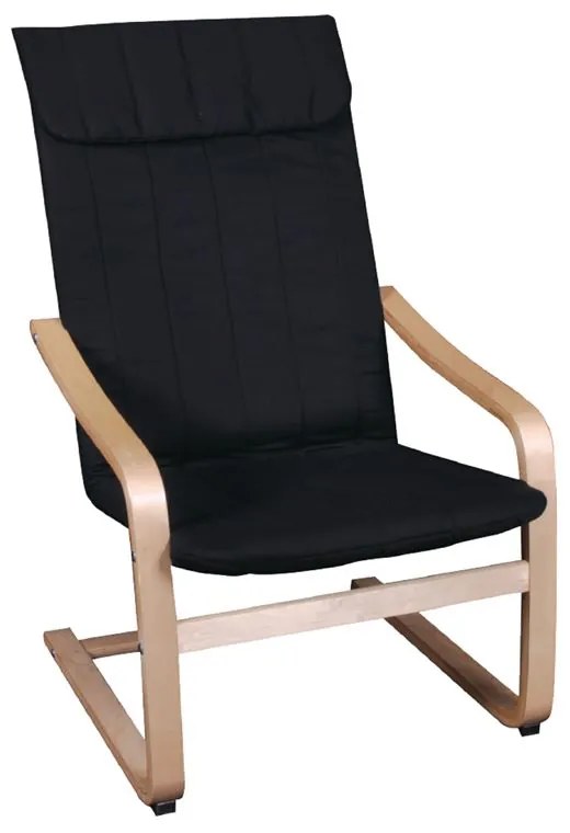 Ε7150,2 HAMILTON Πολυθρόνα Σαλονιού Καθιστικού, Σημύδα, Ύφασμα Μαύρο  59x80x93cm Πολυθρόνα Relax,  Φυσικό/Μαύρο,  Bent Wood, , 1 Τεμάχιο