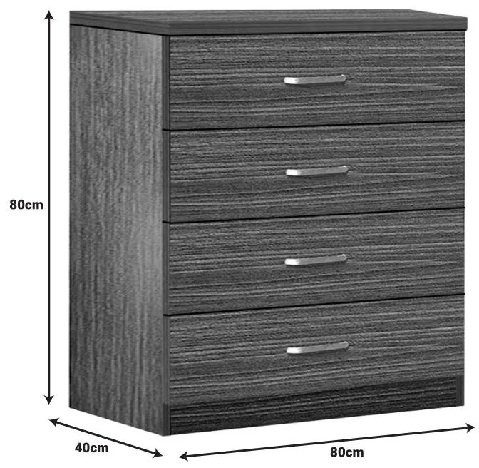 Συρταριέρα Killian με 4 συρτάρια zebrano 80x40x80εκ 80x40x80 εκ.
