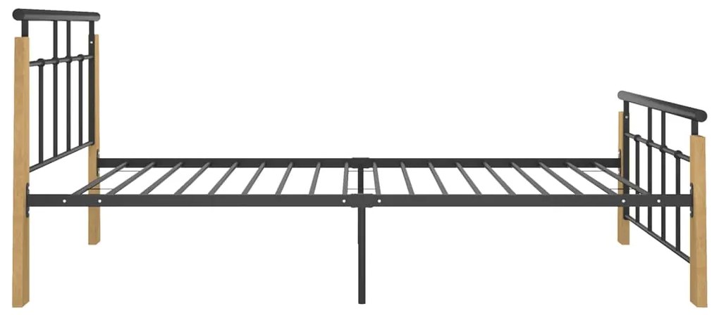 vidaXL Πλαίσιο Κρεβατιού 90 x 200 εκ. Μέταλλο &amp; Μασίφ Ξύλο Δρυός