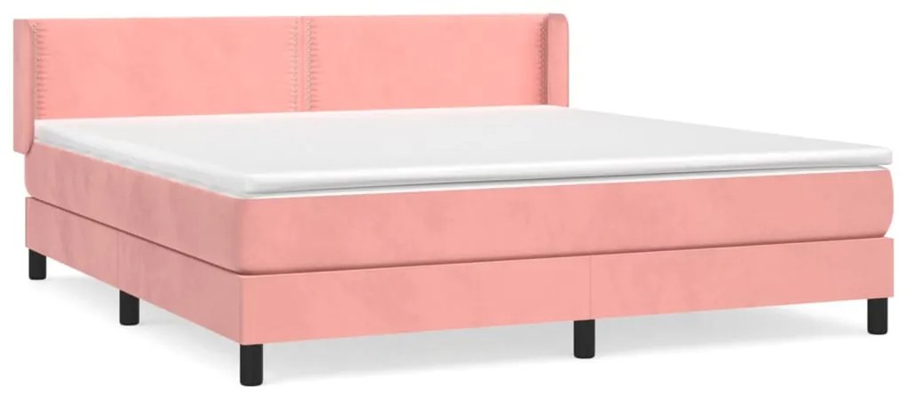 vidaXL Κρεβάτι Boxspring με Στρώμα Ροζ 180x200 εκ. Βελούδινο