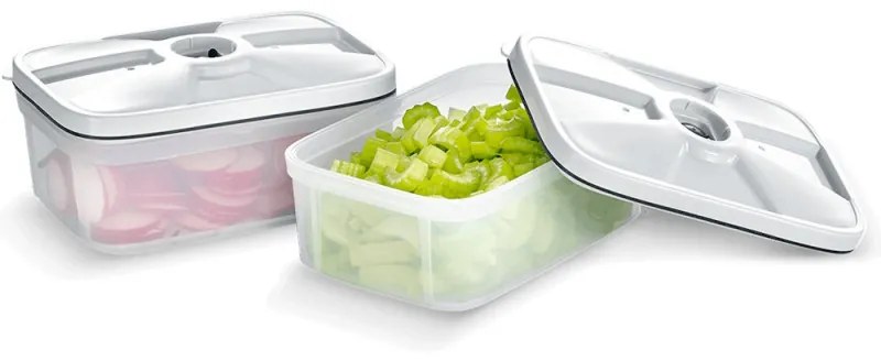 Σετ 2 κουτιών κενού για φαγητό Severin ZB 3620, 750 ml, BPA Free, FoodSave, Διαφανές/λευκό