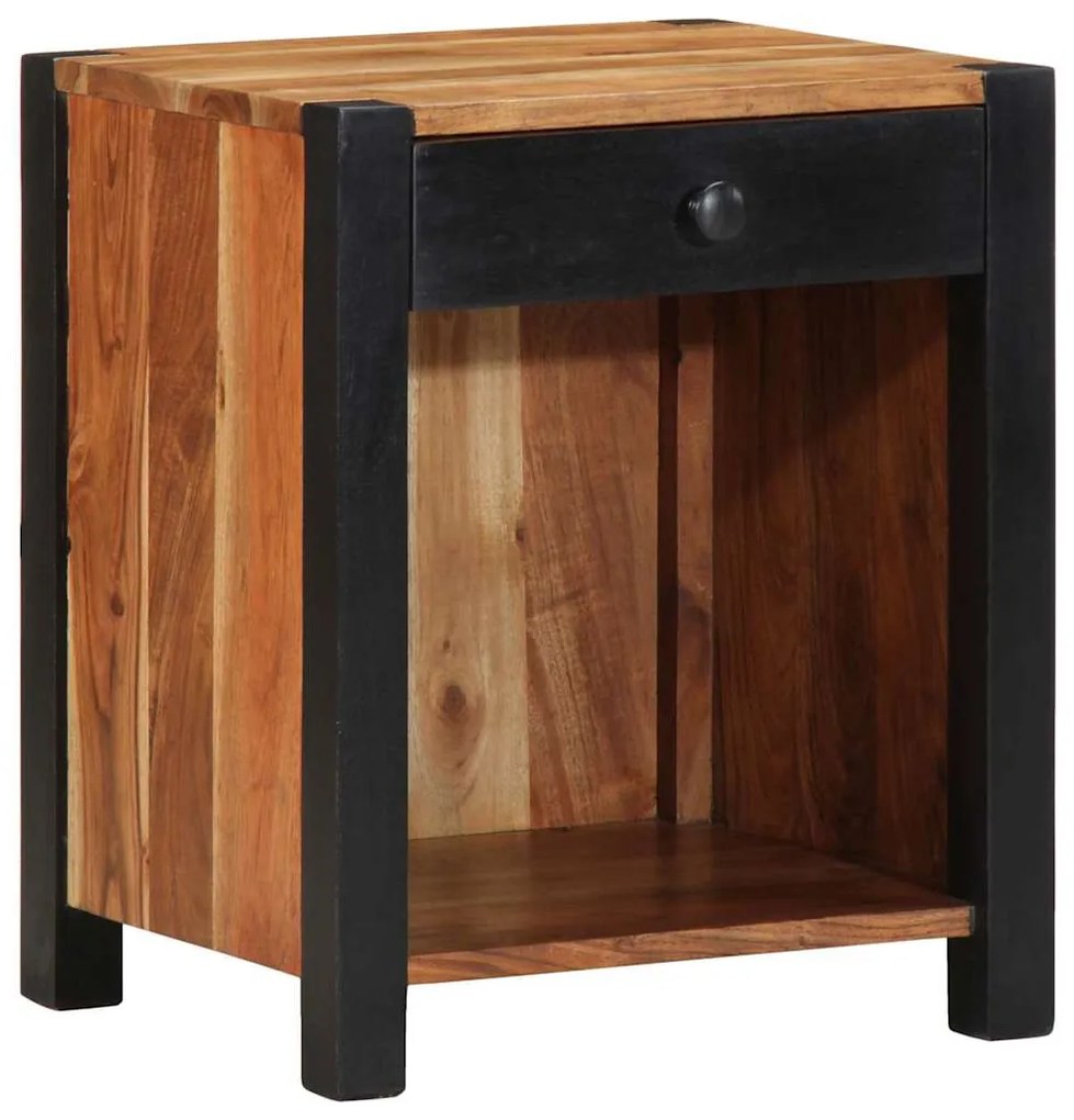 vidaXL Κομοδίνο με συρτάρι Καφέ 40 x 35 x 50 εκ. Μασίφ ξύλο ακακίας