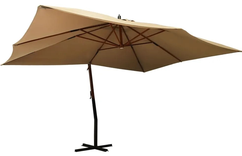 vidaXL Ομπρέλα Κήπου Πρόβολος Taupe 400 x 300 εκ. με Ξύλινο Ιστό