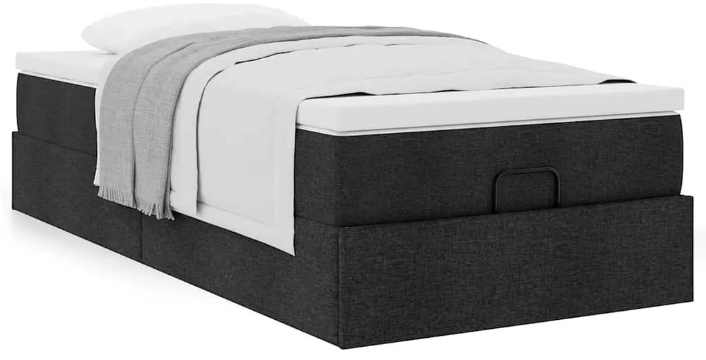 vidaXL Οθωμανικό κρεβάτι με στρώμα Μαύρο 100x200cm Ύφασμα