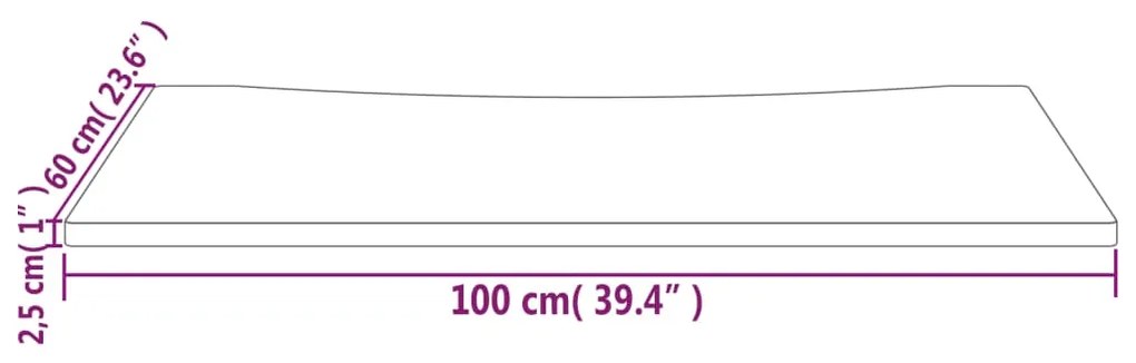 Επιφάνεια Γραφείου 100 x 60 x 2,5 εκ. από Μασίφ Ξύλο Πεύκου - Καφέ