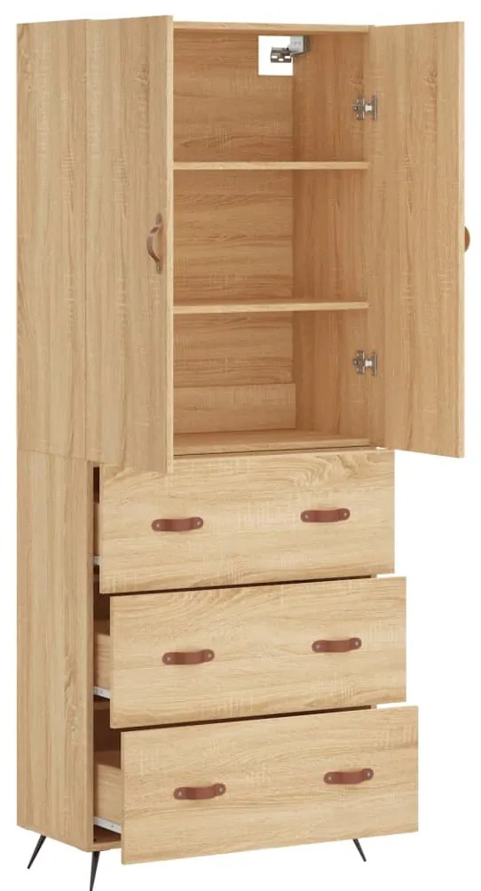 vidaXL Ντουλάπι Sonoma δρυς 69,5 x 34 x 180 εκ. από Επεξεργασμένο Ξύλο