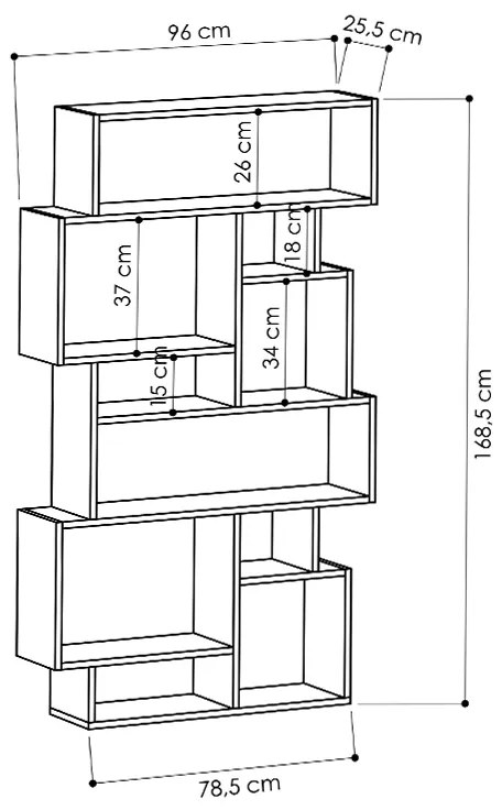 ΒΙΒΛΙΟΘΗΚΗ KARMATO MEGAPAP ΧΡΩΜΑ ΑΝΘΡΑΚΙ 96X25,5X168,5ΕΚ.