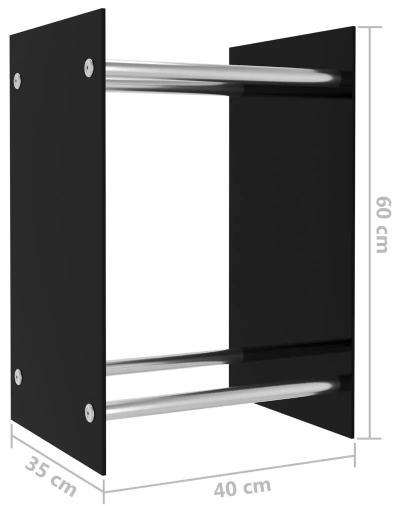 Ράφι Καυσόξυλων Μαύρο 40 x 35 x 60 εκ. Γυάλινο - Μαύρο