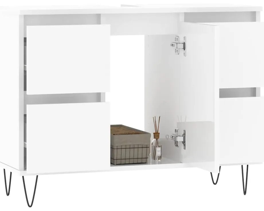 vidaXL Ντουλάπι Μπάνιου Γυαλ. Λευκό 80 x 33 x 60 εκ. από Επεξεργ. Ξύλο