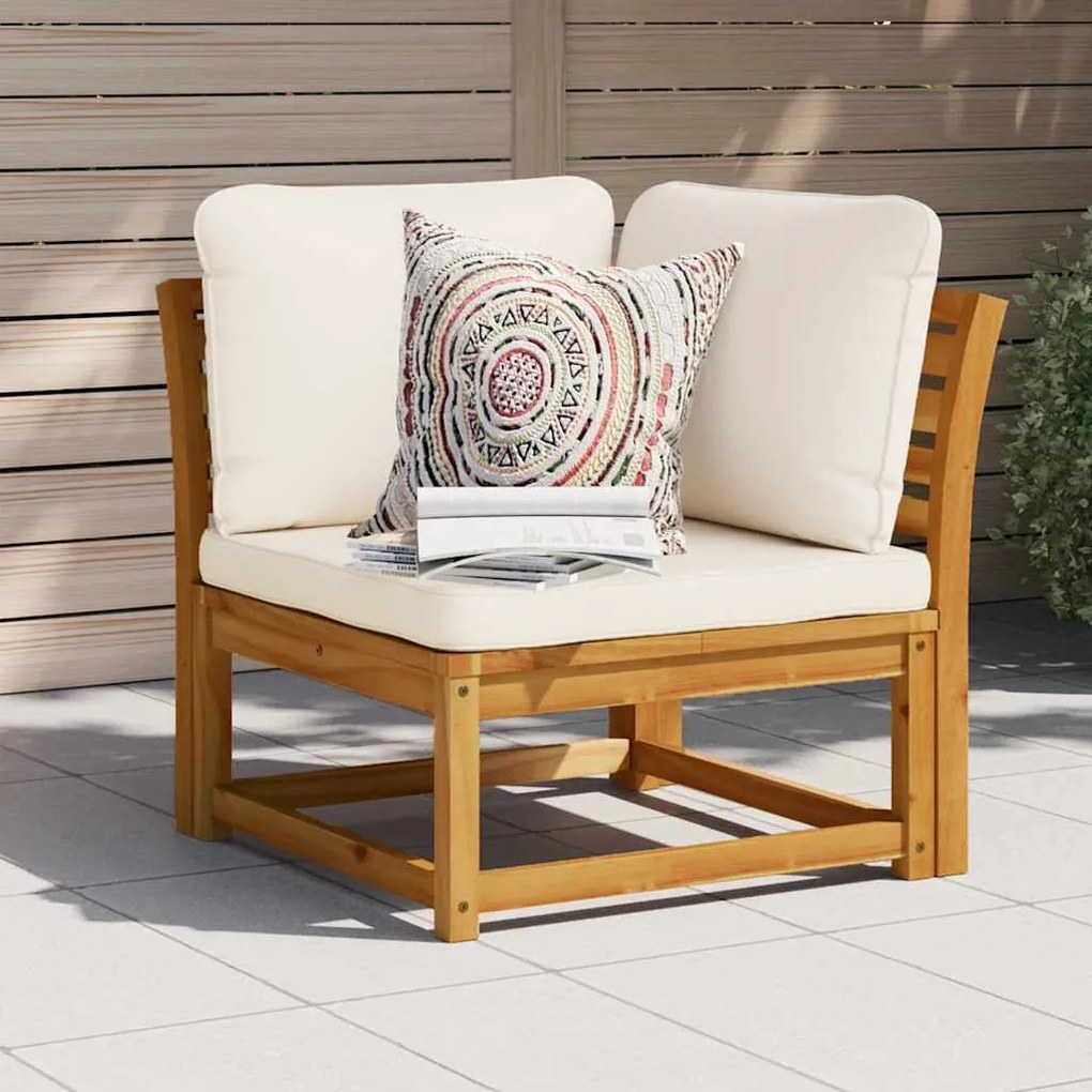 vidaXL Καναπές Κήπου Γωνιακός Μαξιλάρια 73x73x65εκ. Μασίφ Ξύλο Ακακίας
