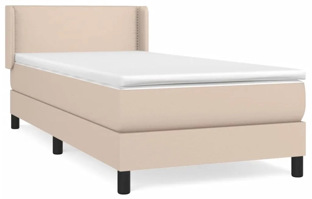 Κρεβάτι Boxspring με Στρώμα Καπουτσίνο 100x200εκ.από Συνθ.Δέρμα - Καφέ