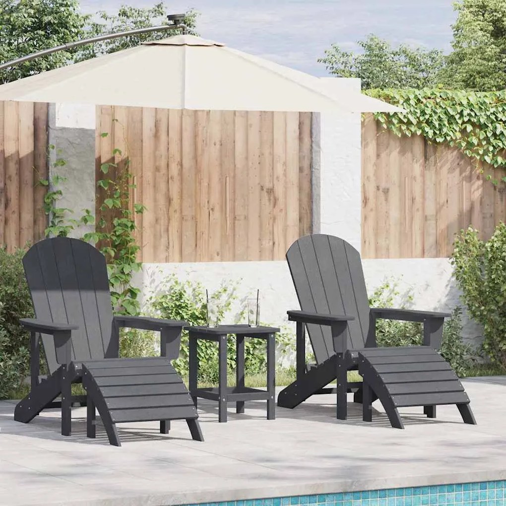 vidaXL Σετ 3 κομματιών Κήπου Lounge Ανοιχτό Γκρι HDPE